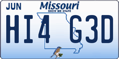 MO license plate HI4G3D