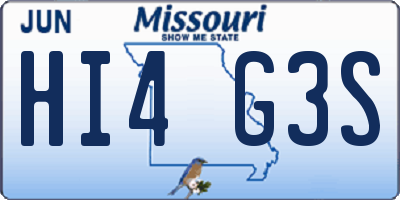 MO license plate HI4G3S