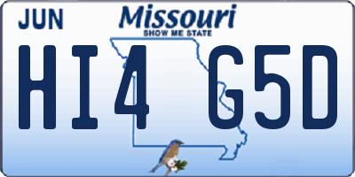 MO license plate HI4G5D