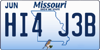 MO license plate HI4J3B