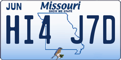 MO license plate HI4J7D