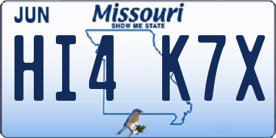 MO license plate HI4K7X