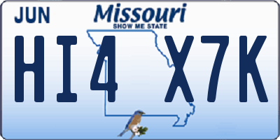 MO license plate HI4X7K