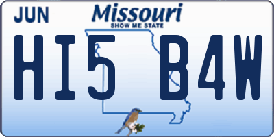 MO license plate HI5B4W