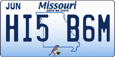 MO license plate HI5B6M