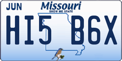MO license plate HI5B6X