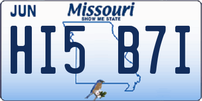 MO license plate HI5B7I