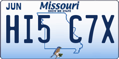 MO license plate HI5C7X