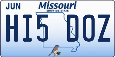 MO license plate HI5D0Z