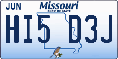 MO license plate HI5D3J