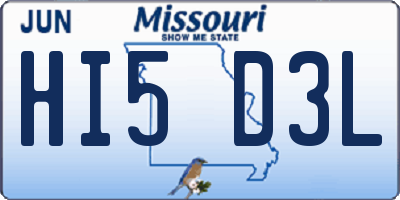 MO license plate HI5D3L