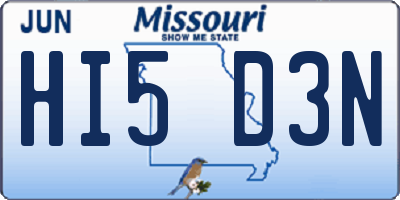 MO license plate HI5D3N