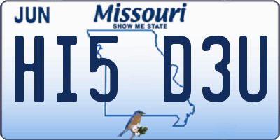 MO license plate HI5D3U