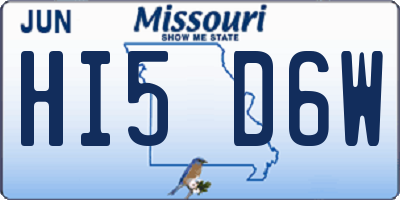 MO license plate HI5D6W