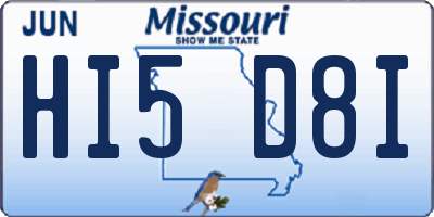 MO license plate HI5D8I