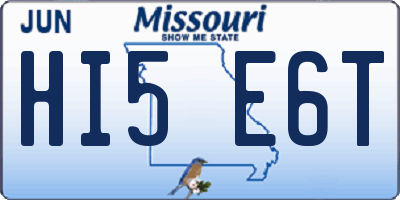 MO license plate HI5E6T
