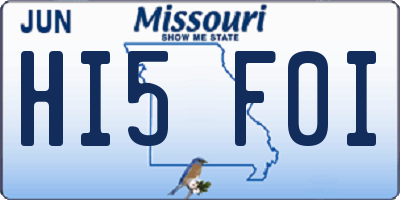 MO license plate HI5F0I