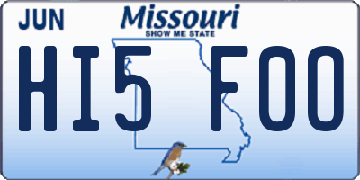 MO license plate HI5F0O