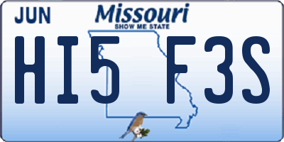 MO license plate HI5F3S