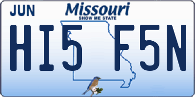 MO license plate HI5F5N