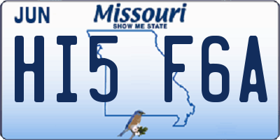 MO license plate HI5F6A