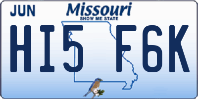 MO license plate HI5F6K