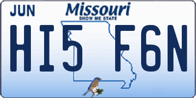 MO license plate HI5F6N