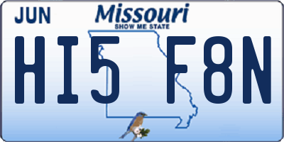MO license plate HI5F8N