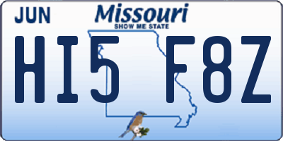 MO license plate HI5F8Z