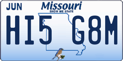 MO license plate HI5G8M