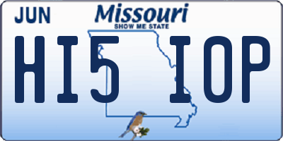 MO license plate HI5I0P
