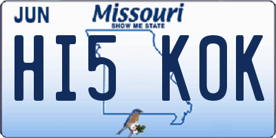 MO license plate HI5K0K