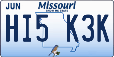 MO license plate HI5K3K