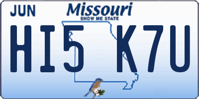 MO license plate HI5K7U
