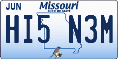 MO license plate HI5N3M
