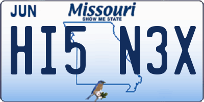 MO license plate HI5N3X