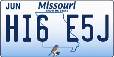 MO license plate HI6E5J