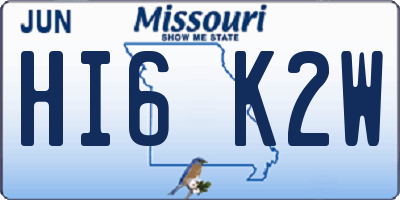MO license plate HI6K2W