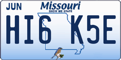 MO license plate HI6K5E