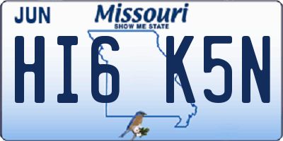 MO license plate HI6K5N