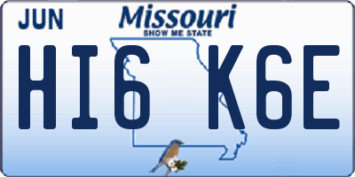 MO license plate HI6K6E