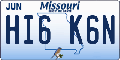 MO license plate HI6K6N