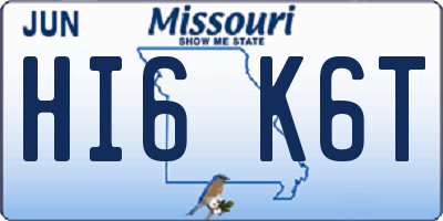MO license plate HI6K6T
