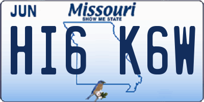 MO license plate HI6K6W