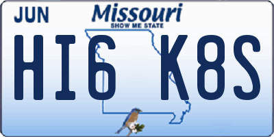 MO license plate HI6K8S