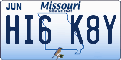 MO license plate HI6K8Y