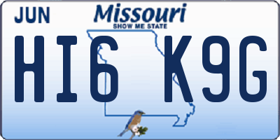 MO license plate HI6K9G
