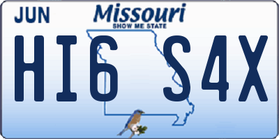 MO license plate HI6S4X