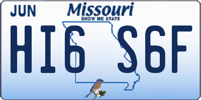 MO license plate HI6S6F