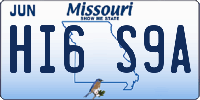 MO license plate HI6S9A